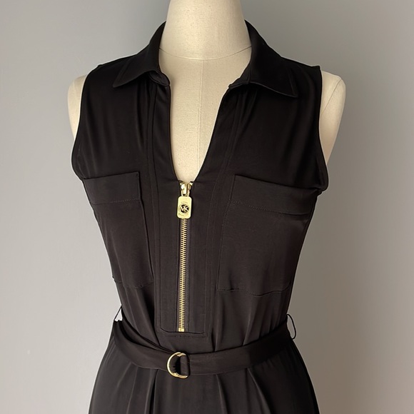 Michael Kors collared zipper front sleeveless black dress size XS - Picture 2 of 8